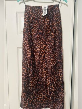 Greylin Leopard Print Maxi Slip Skirt - Black & Brown